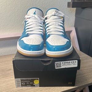 Air Jordan Low SE Teal and White Sneakers (Barcelona Cyber Teal)